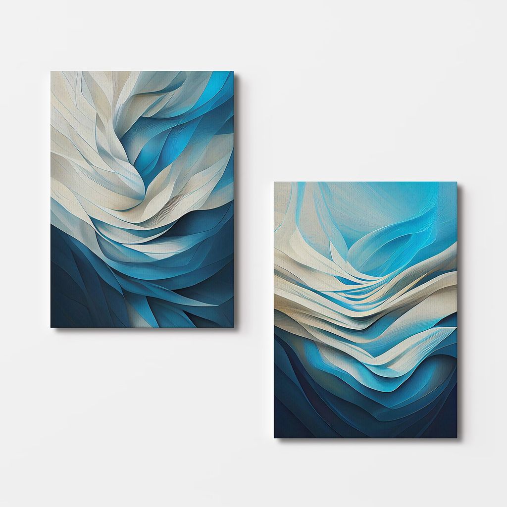 Falikép szett, 2 db, ezüst - kék - fehér, 70x100 cm - Butopêa termék 2. képe